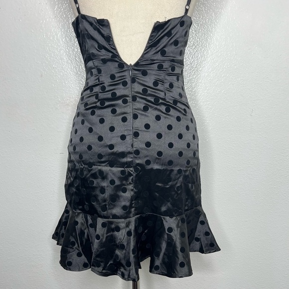 BY THE WAY Revolve Black Mini Dress Velvet Polka Dot Twist Front Size XXS - Picture 9 of 15